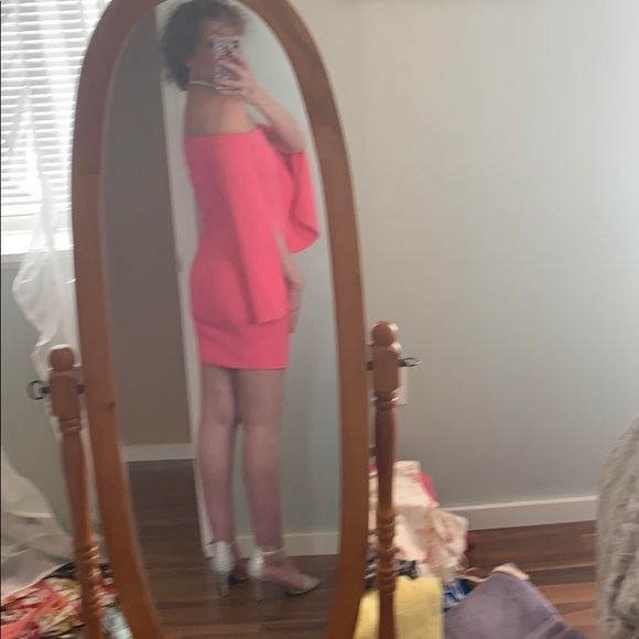 Bardot Barbie Pink Off Shoulder Mini Dress - Picture 3 of 4